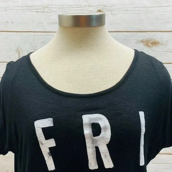 BETHANY MOTA Women Short Sleep Pull Over Scoop Neck "FRIDAY" Black Top Sz Medium - Picture 2 of 11